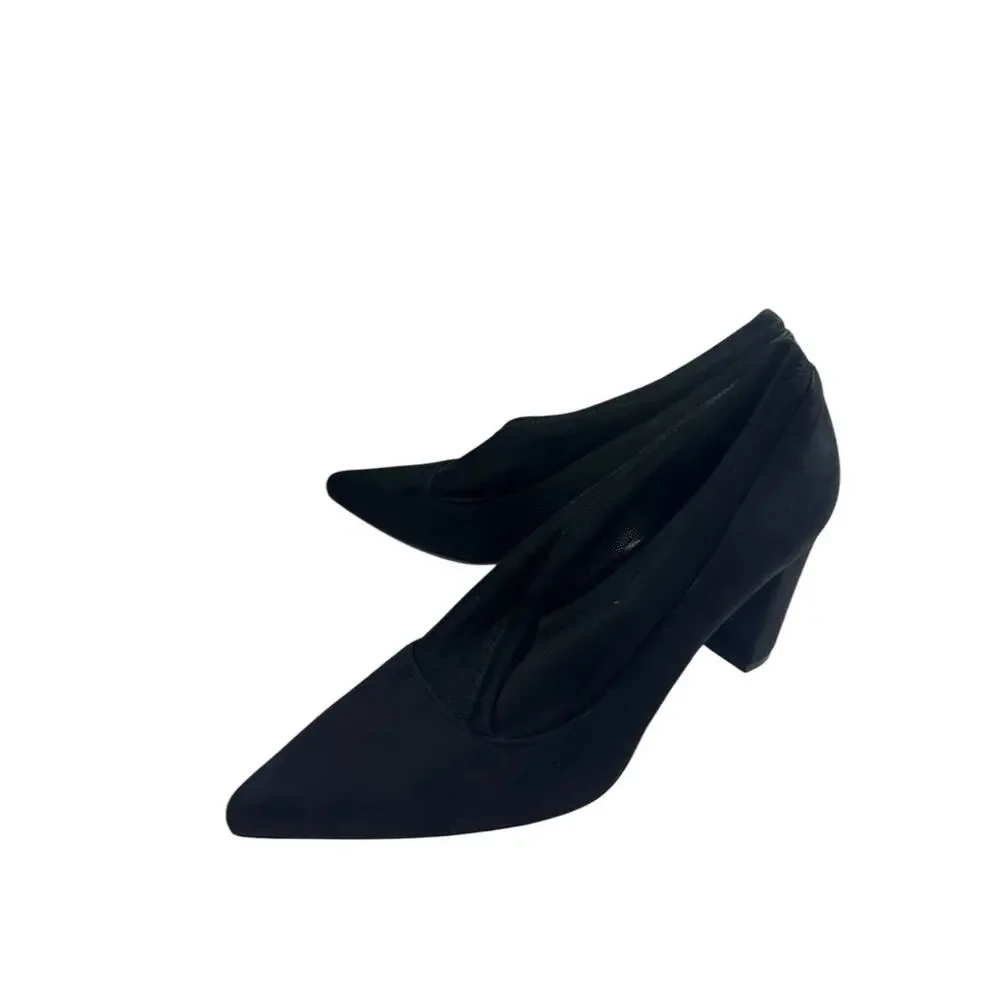 JON JOSEF‎ Black Velvet & Suede Leather Heels Loafers Shoes Women's 10M